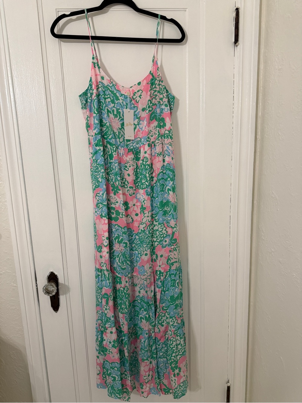 Lilly Pulitzer Pink and Green Floral Maxi One-Piece